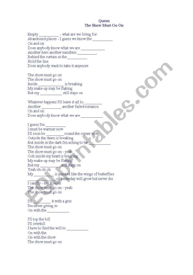 Queen worksheet