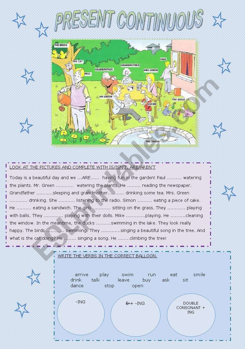 present continuous worksheet