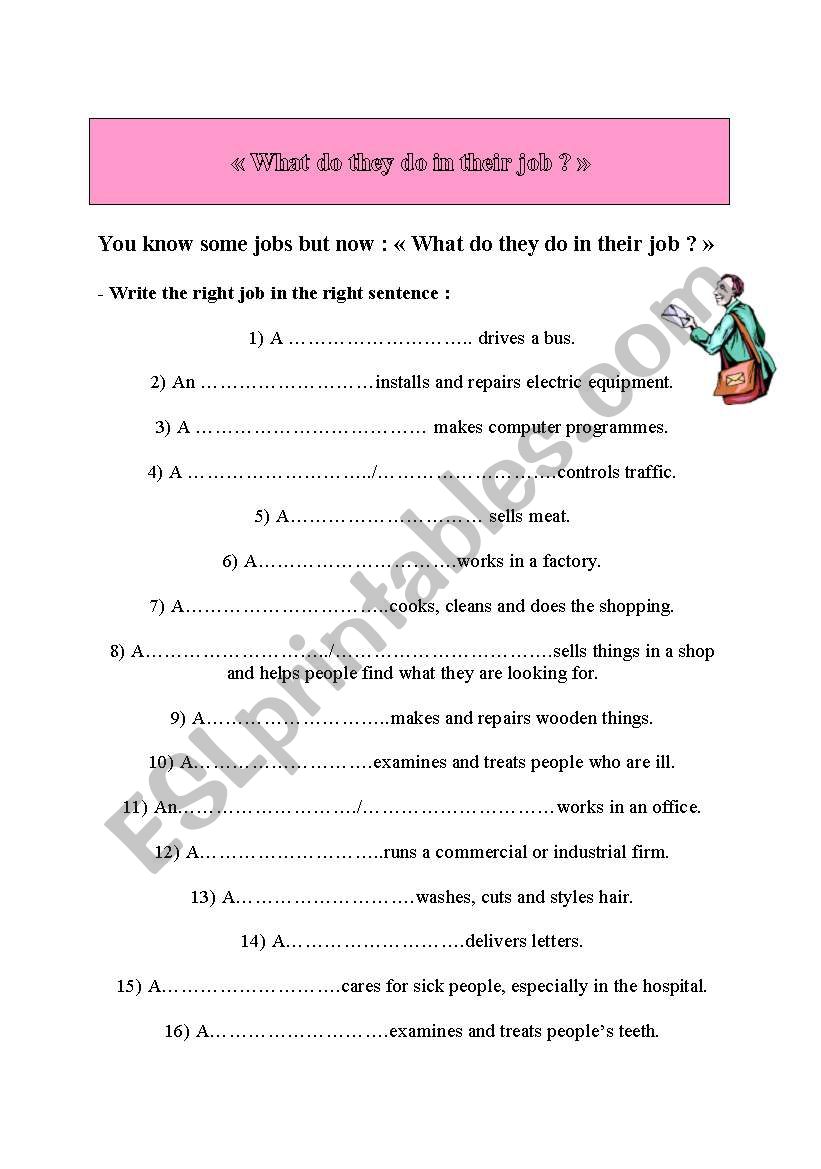 What do they do in their job? worksheet