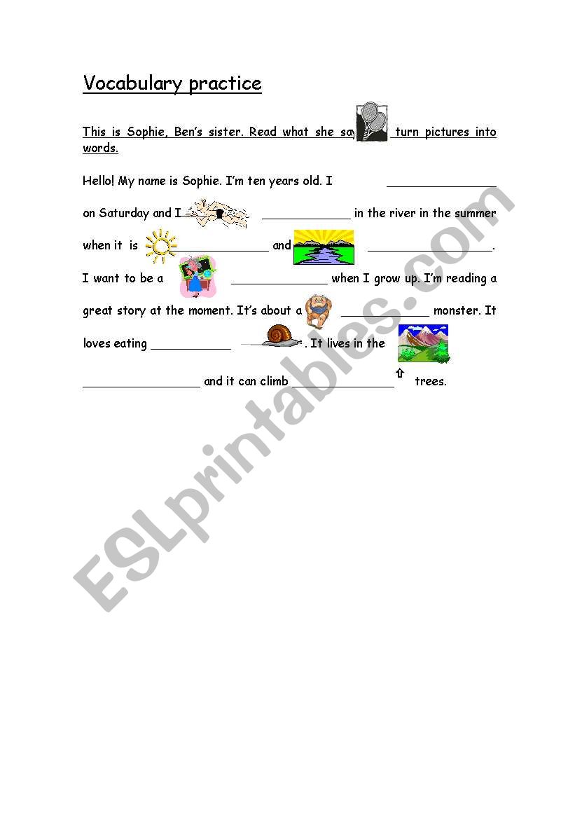 Vocabulary practice worksheet