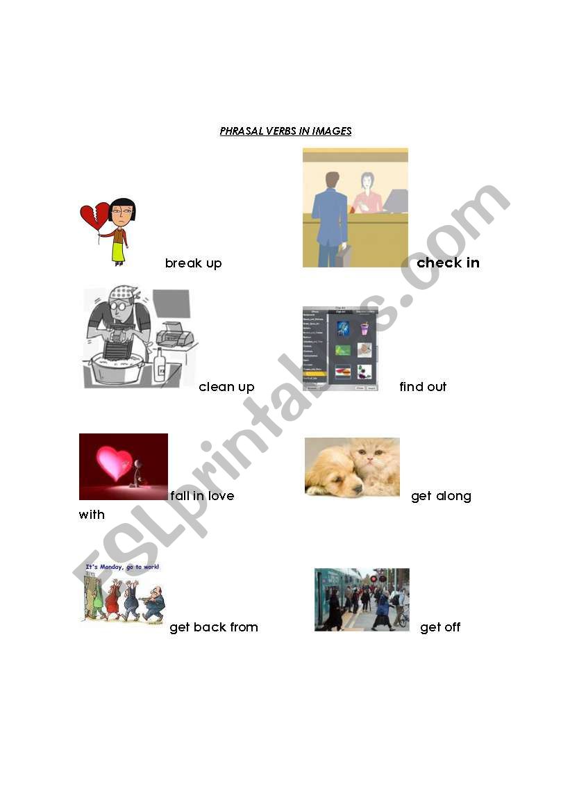 Phrasal in images worksheet