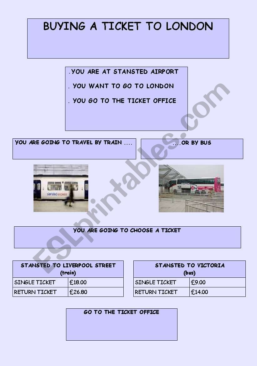 BUYING A TICKET TO LONDON worksheet