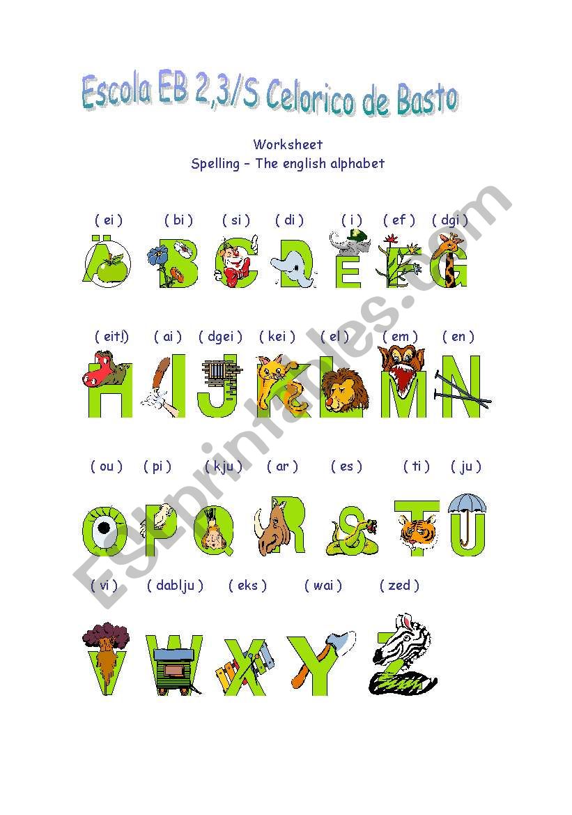 The english alphabet worksheet