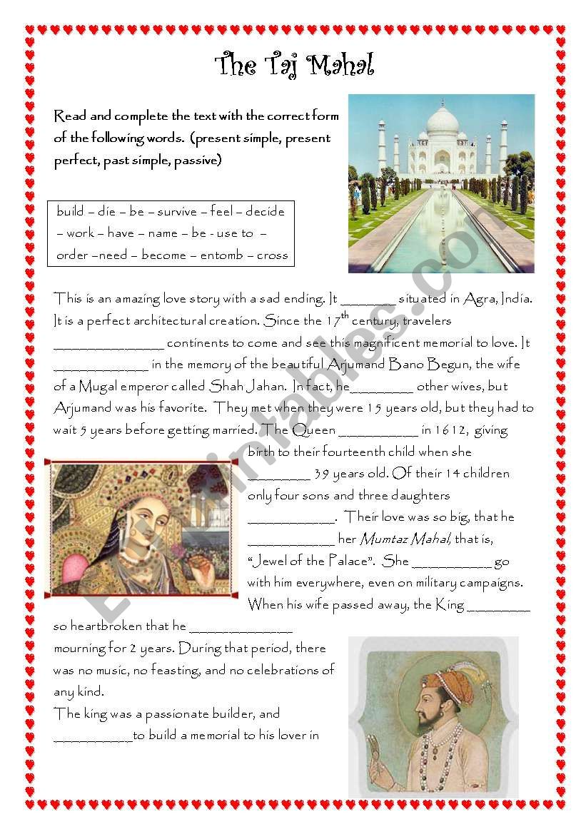 The Taj Mahal worksheet