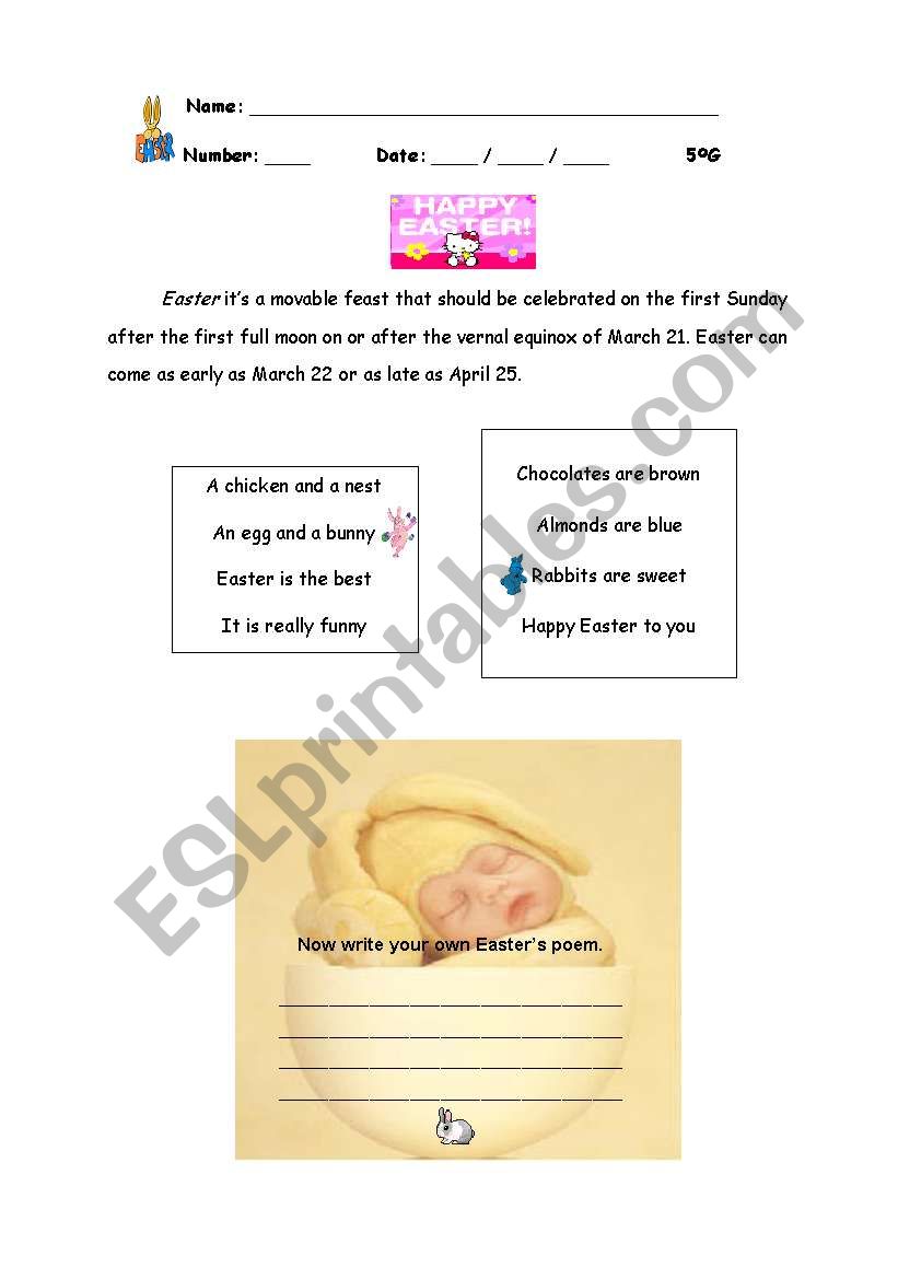 easter worksheet