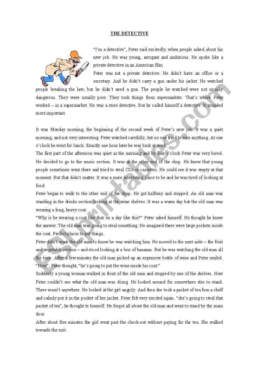 The detective story worksheet