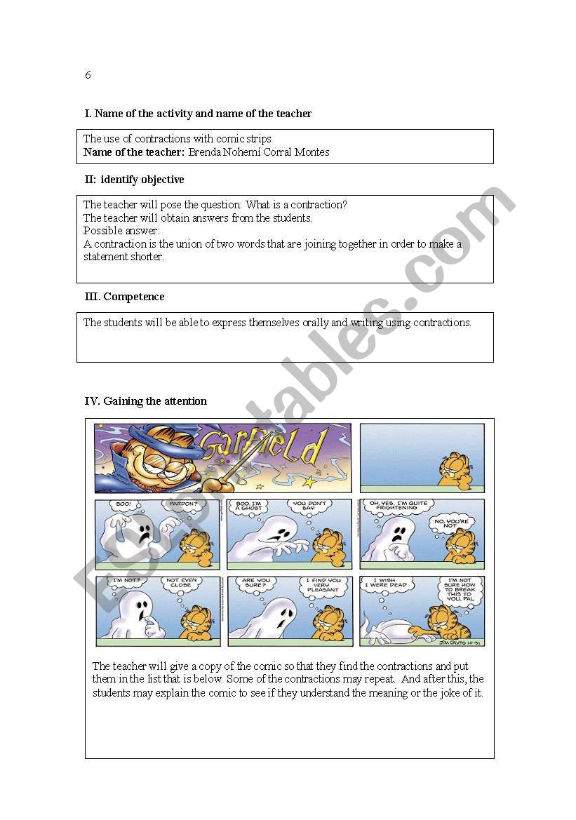 cartoon worksheet