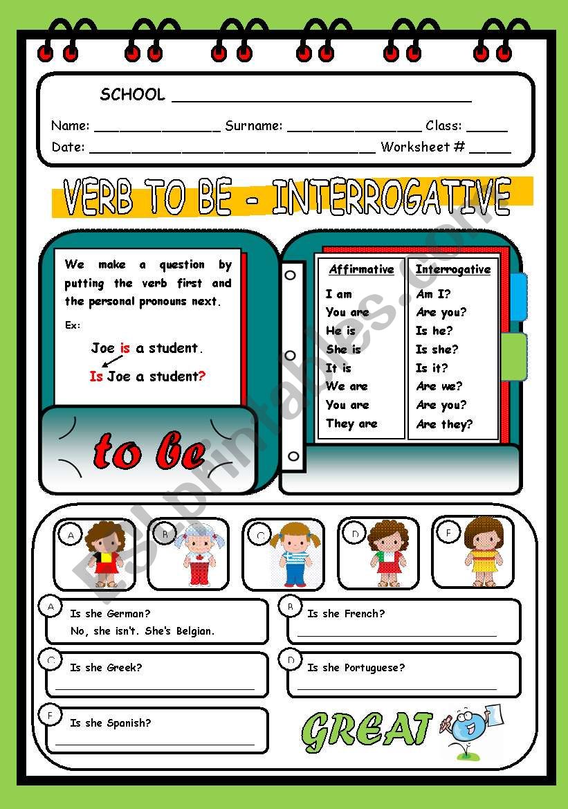 VERB TO BE - INTERROGATIVE worksheet