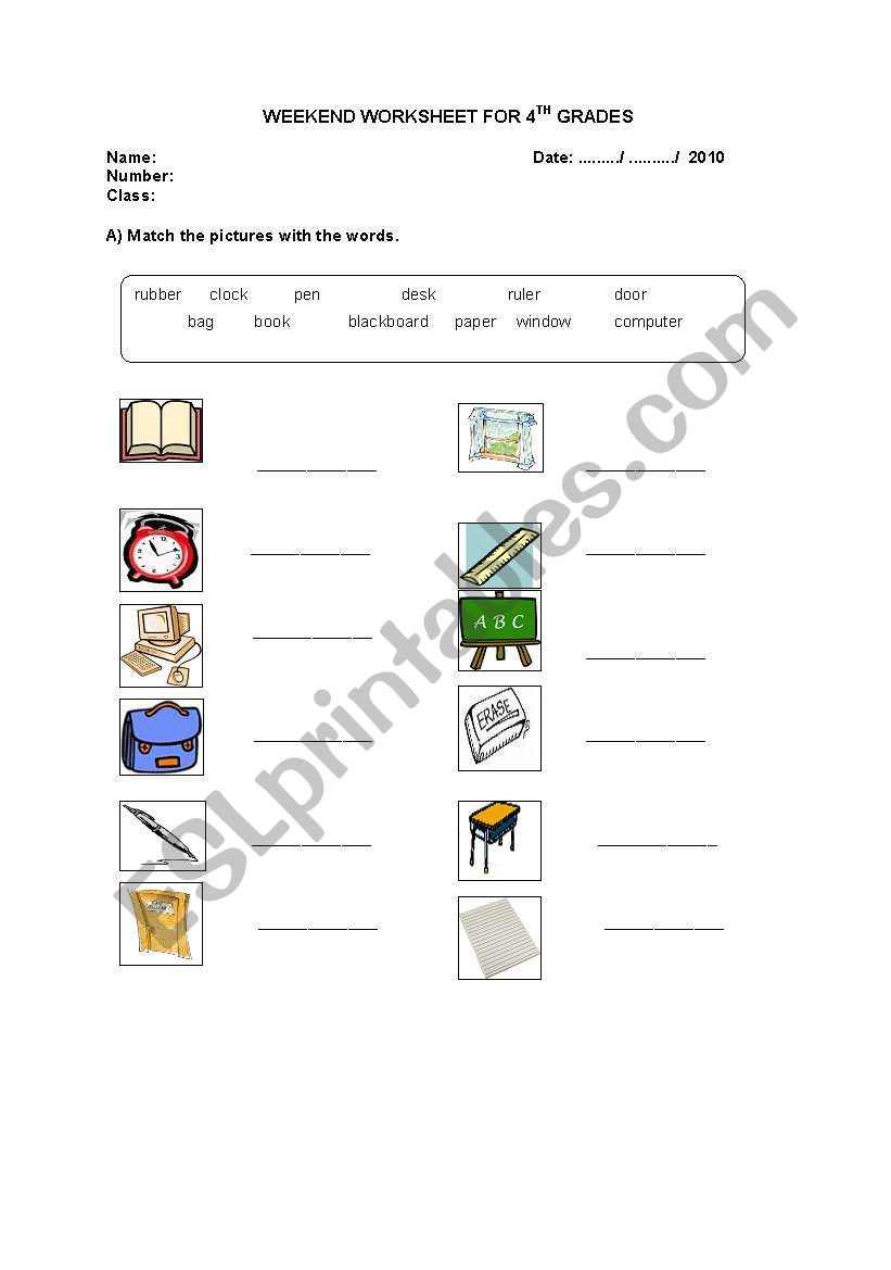 4th Class Revision Worksheet worksheet