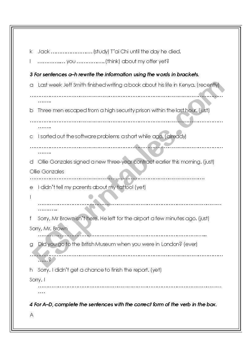 GRAMMAR TENSES PAGE 2 worksheet