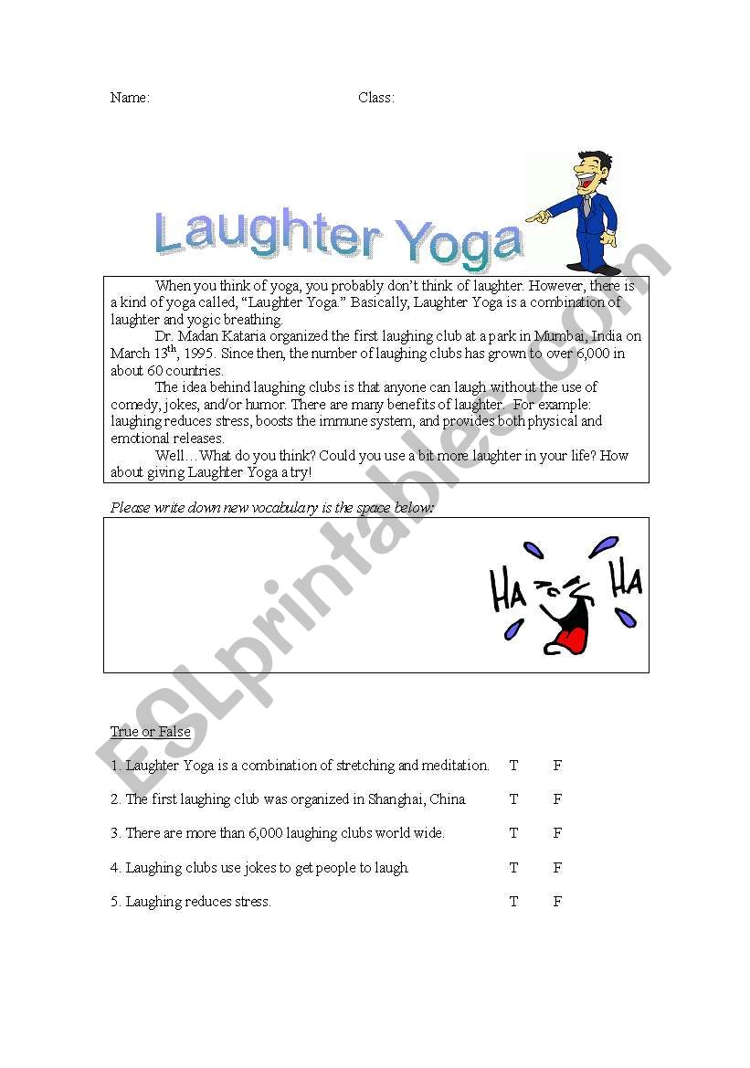 Laughter Yoga worksheet