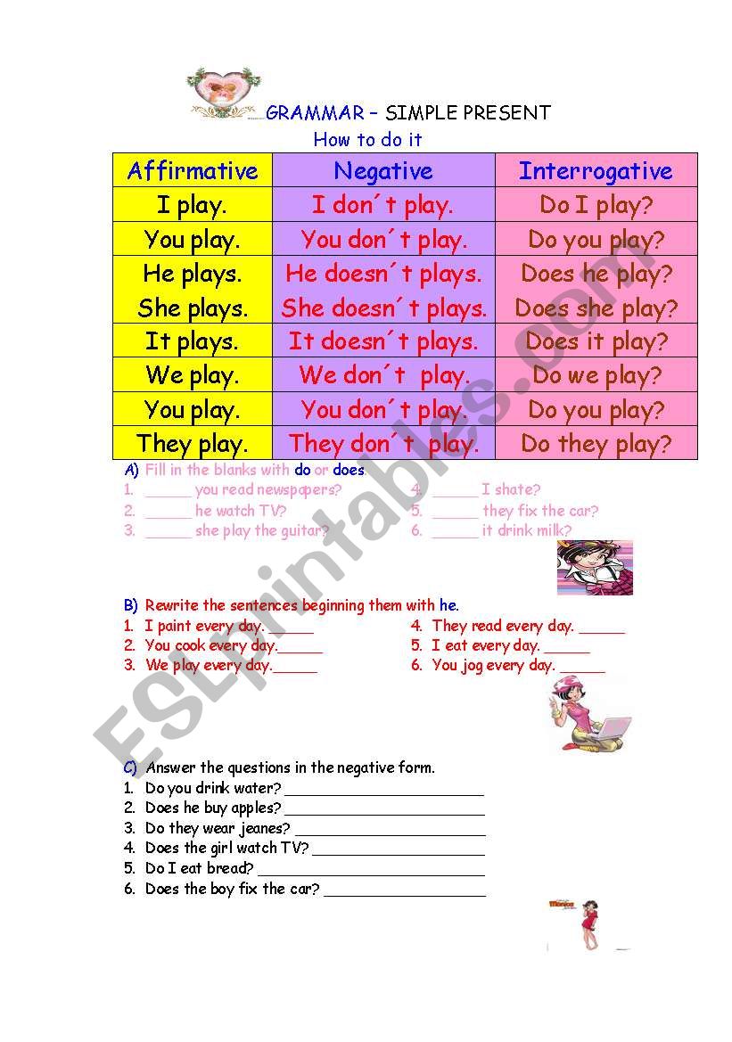 Simple present worksheet