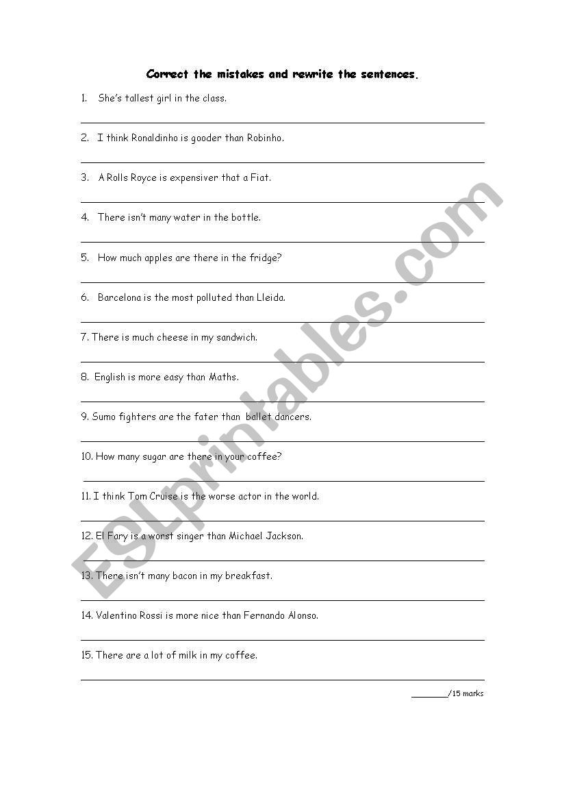 Comparatives and superlatives (Error analysis)