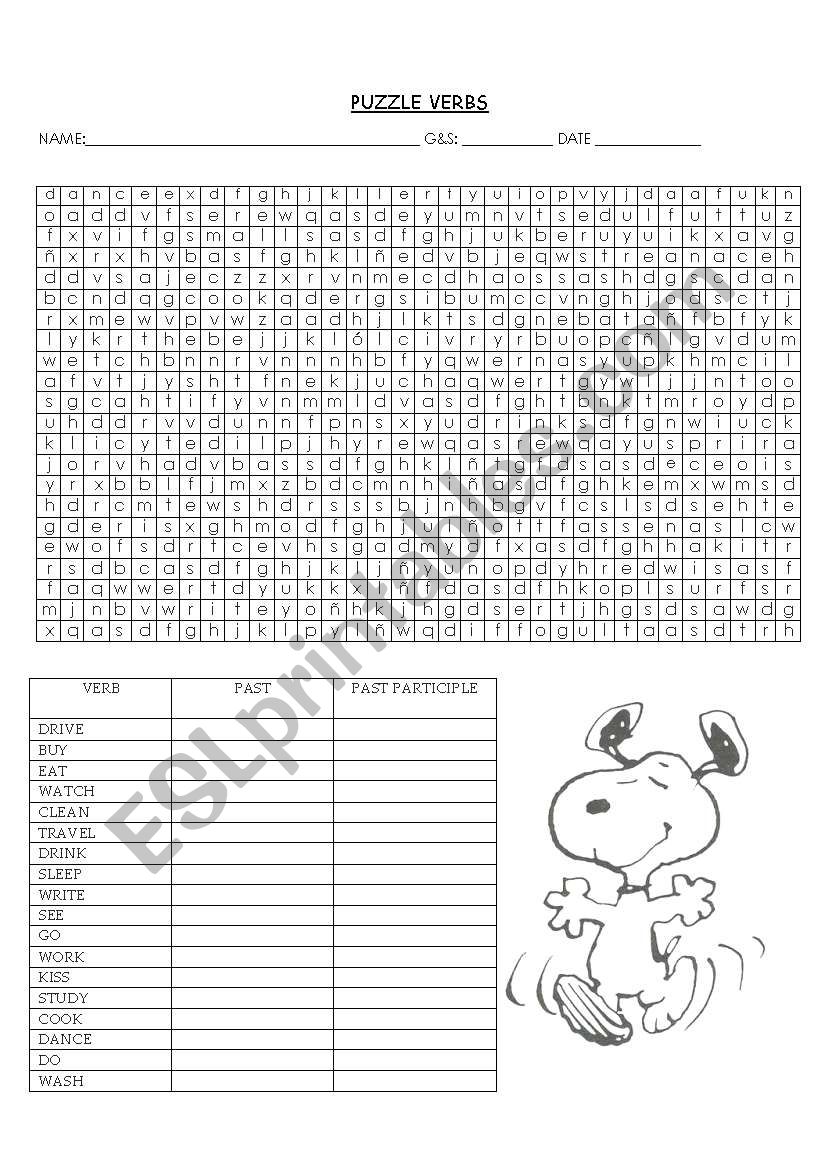 PUZZLE ABOUT REGULAR AND IRREGULAR VERBS