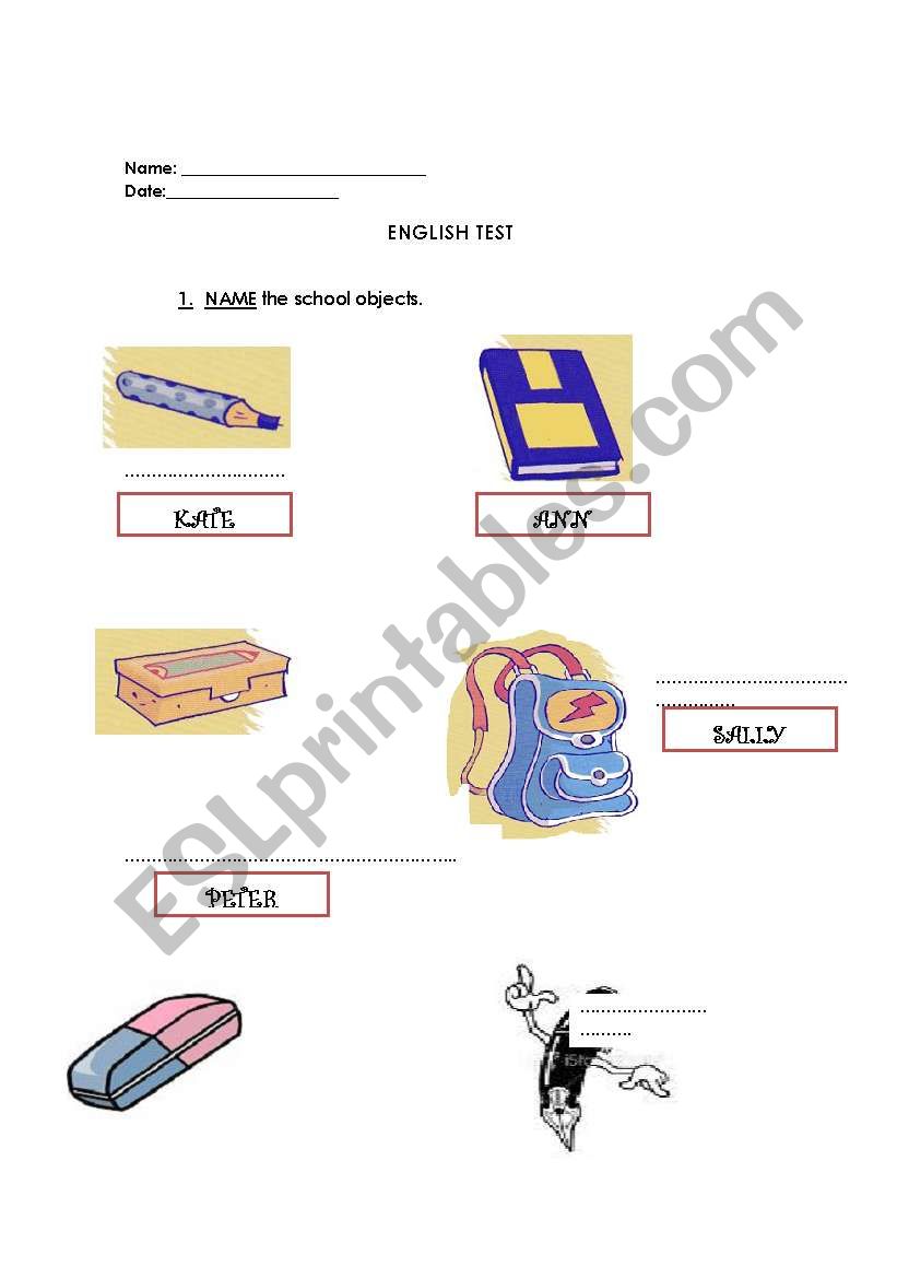 English test  worksheet