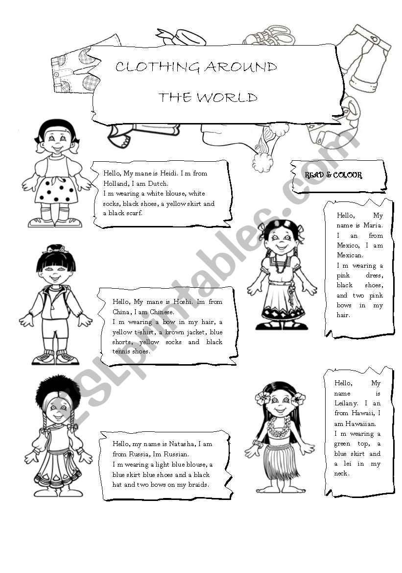 CLOTHING AROUND THE WORLD worksheet