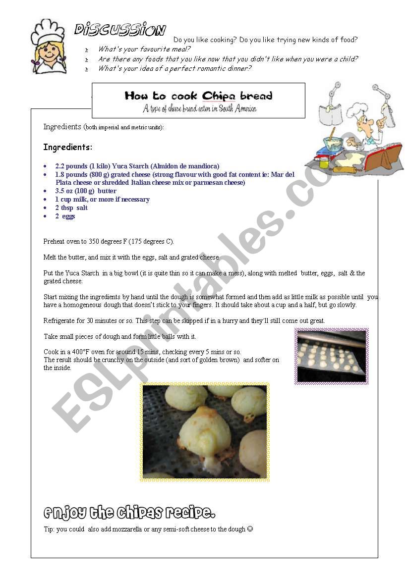 Delicious Chipa bread recipe and COOKING VOCABULARY ( pre-intermediate)