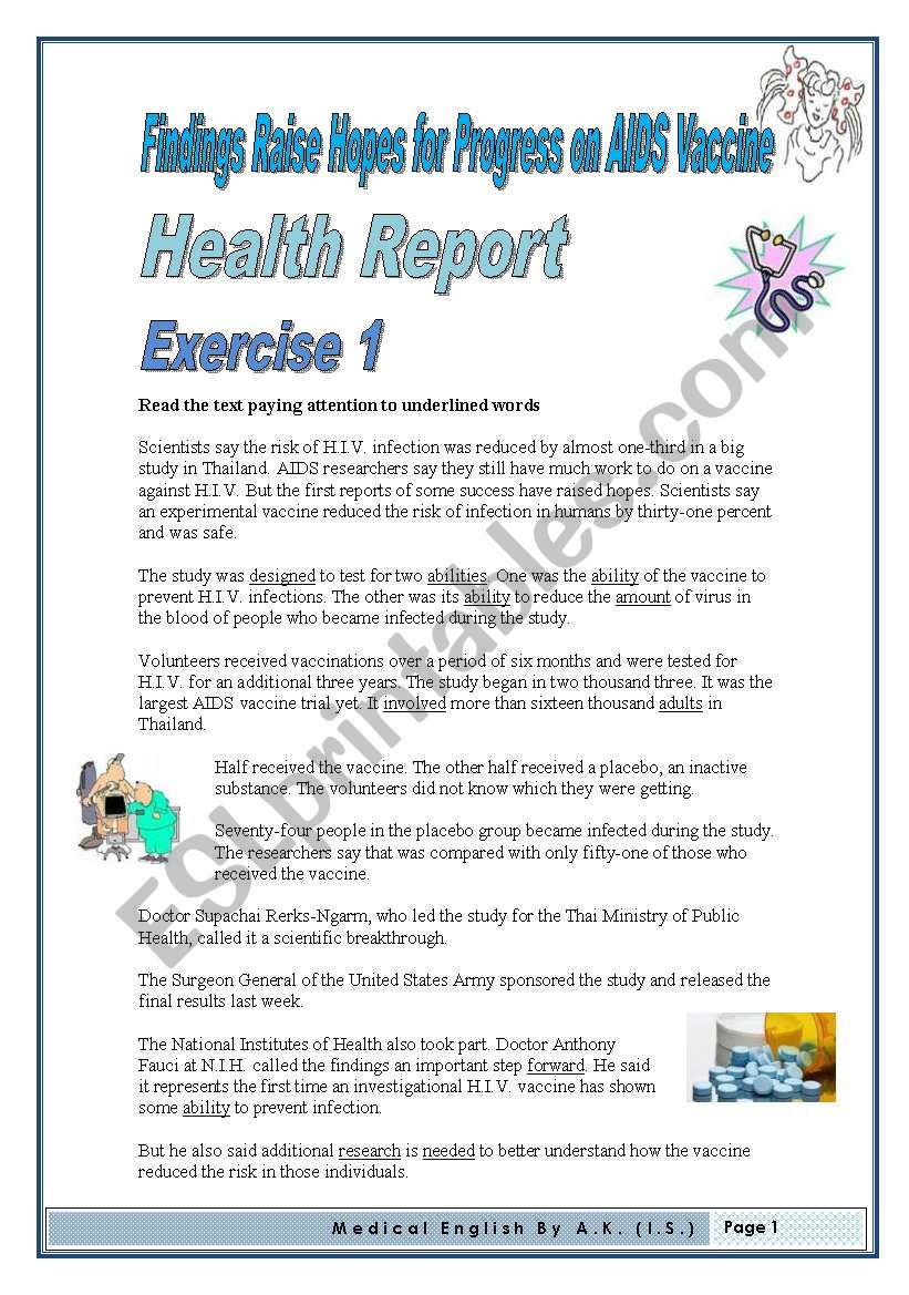 5pages/8 exercises Medical English Vocabulary builder/Discussing social issues