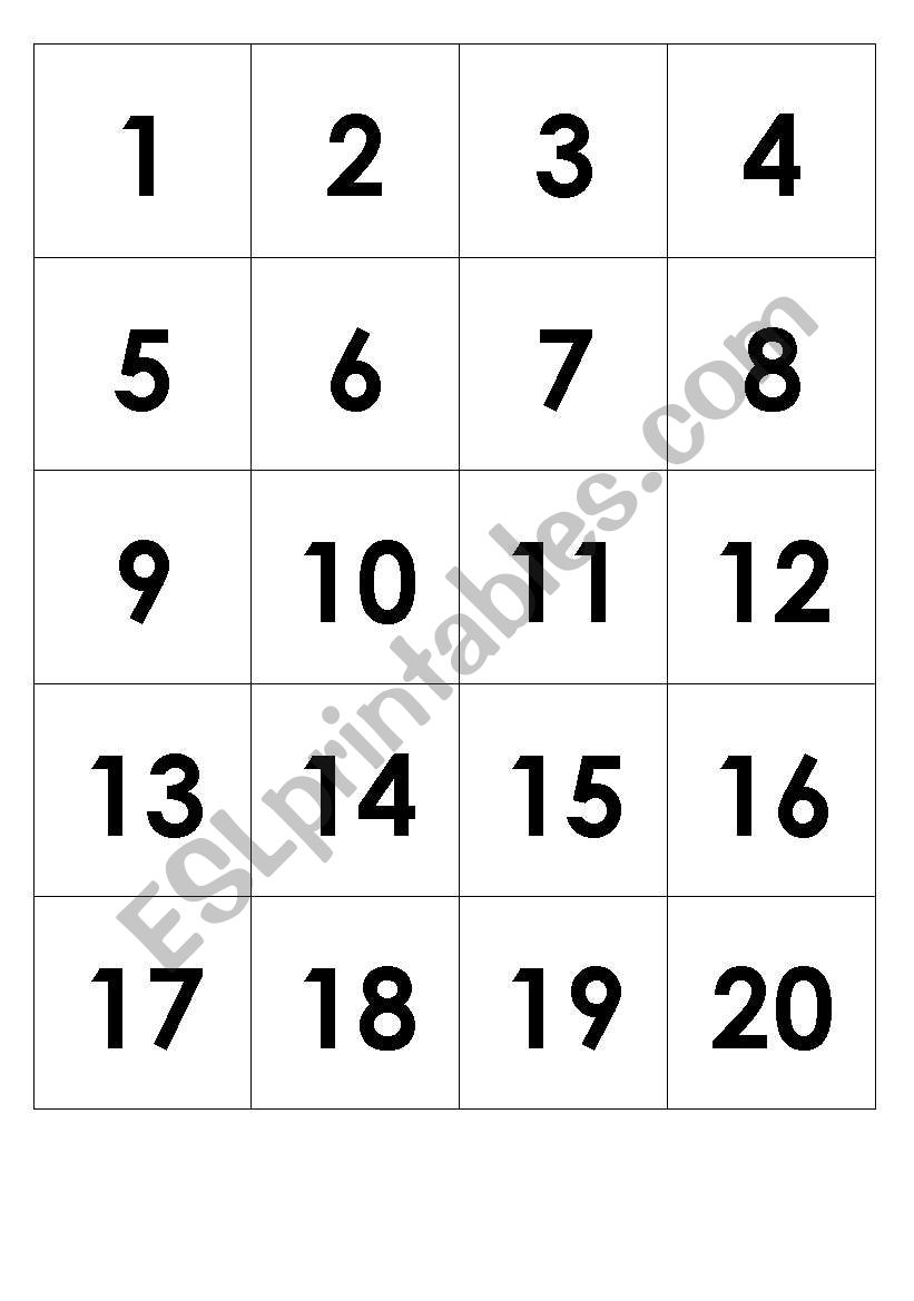 Numbers, 1-20 worksheet