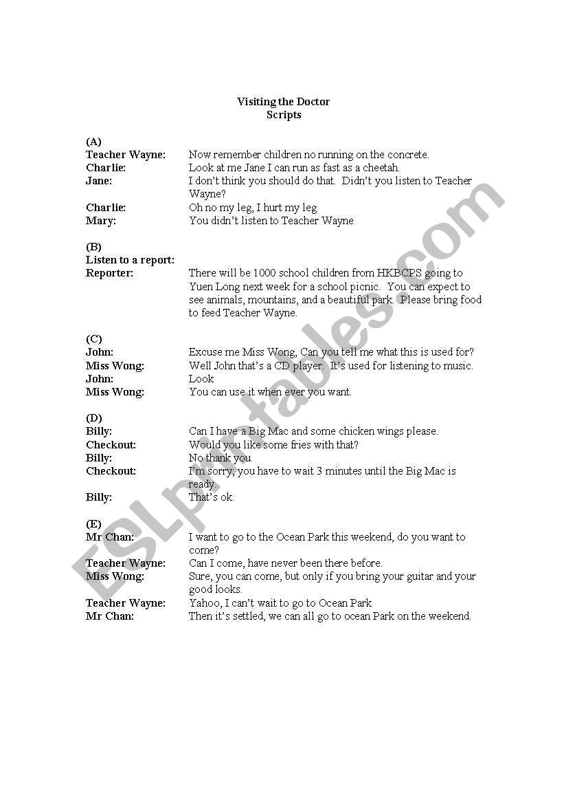 Visiting the Doctor  Short Scripts