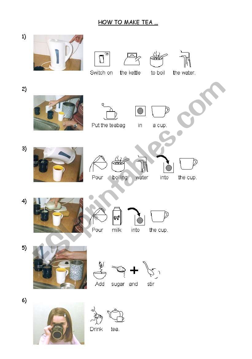 How to make tea worksheet