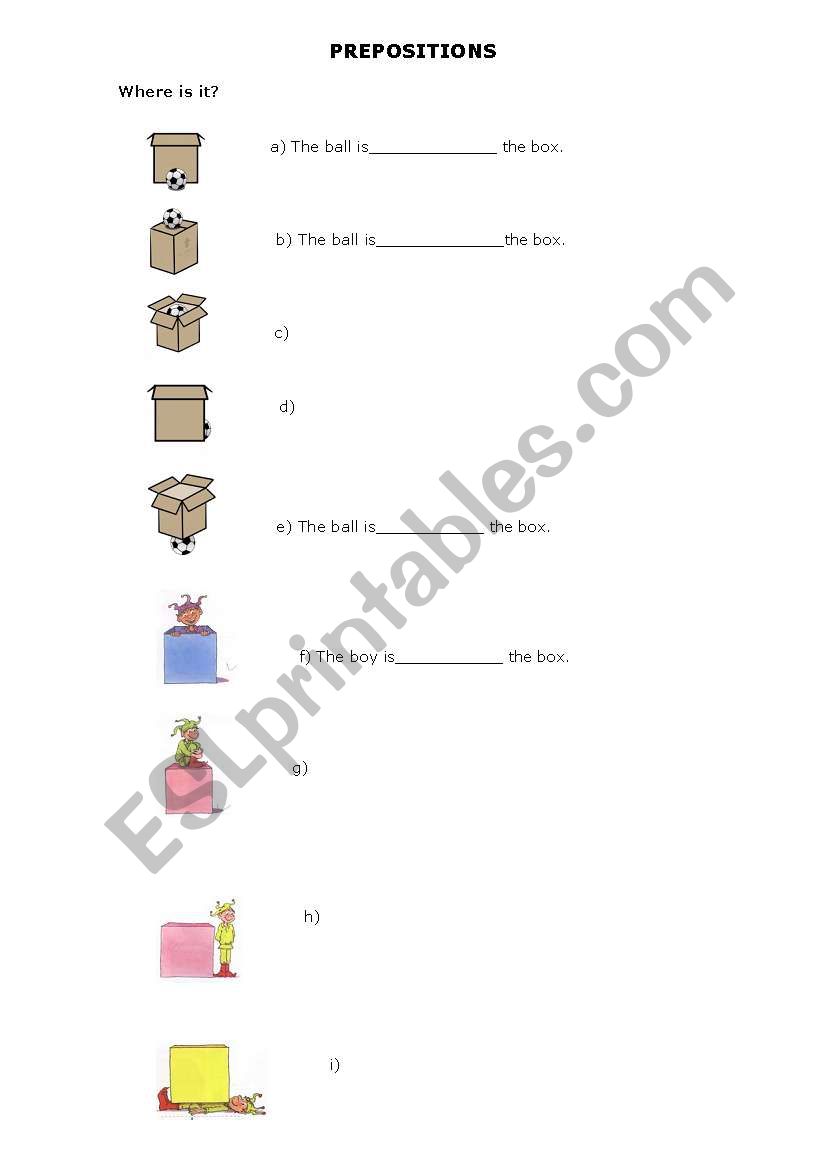 Prepositions worksheet