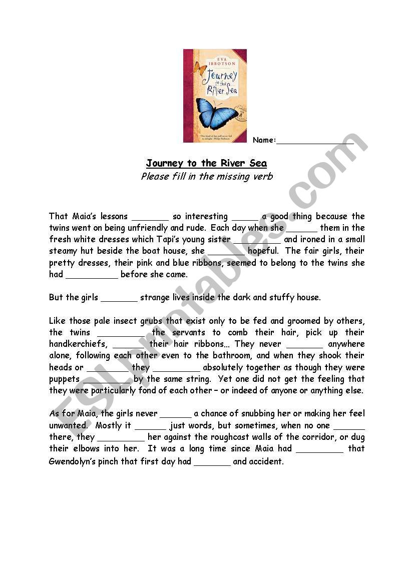Journey to the River Sea Verb Cloze Test