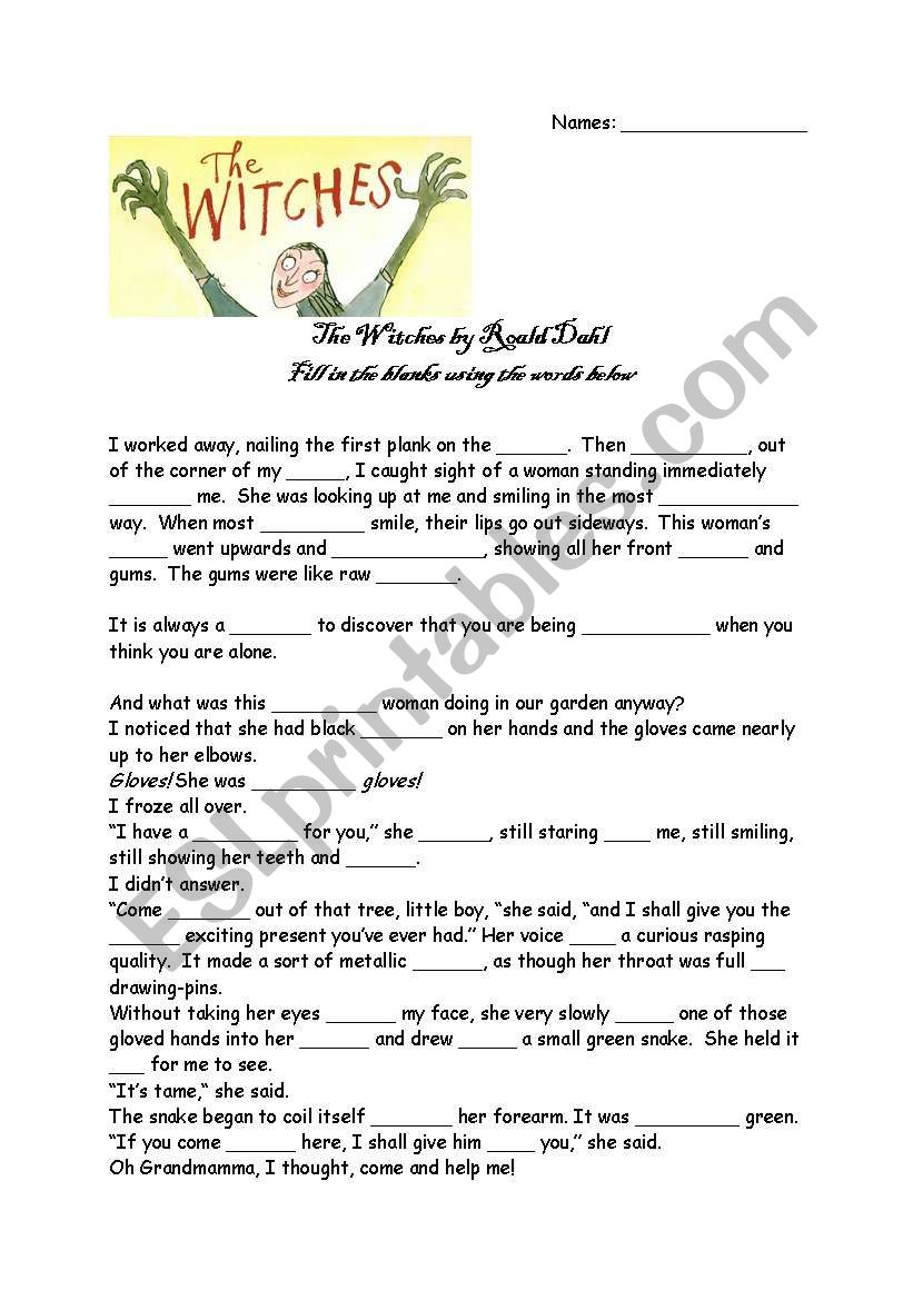 The Witches Cloze Test worksheet
