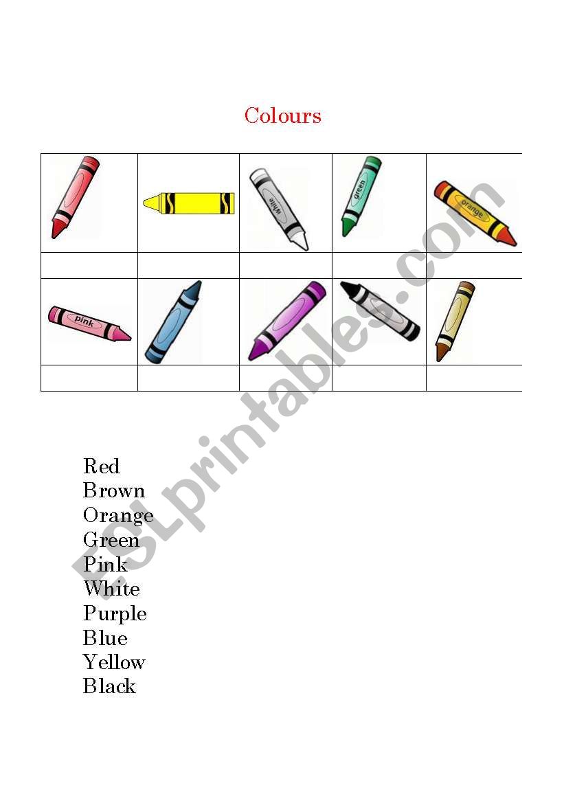 Colours worksheet