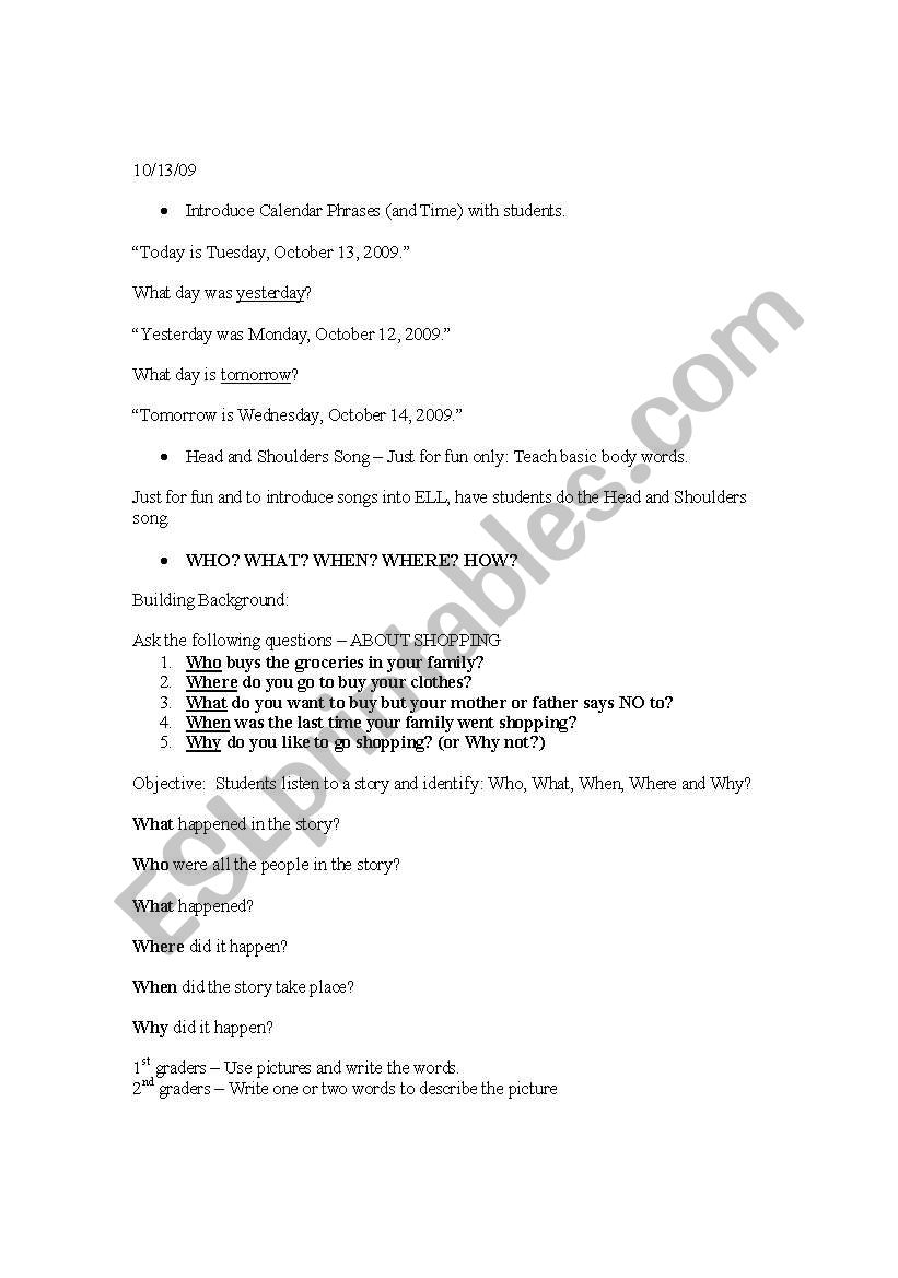 Lesson Plan worksheet