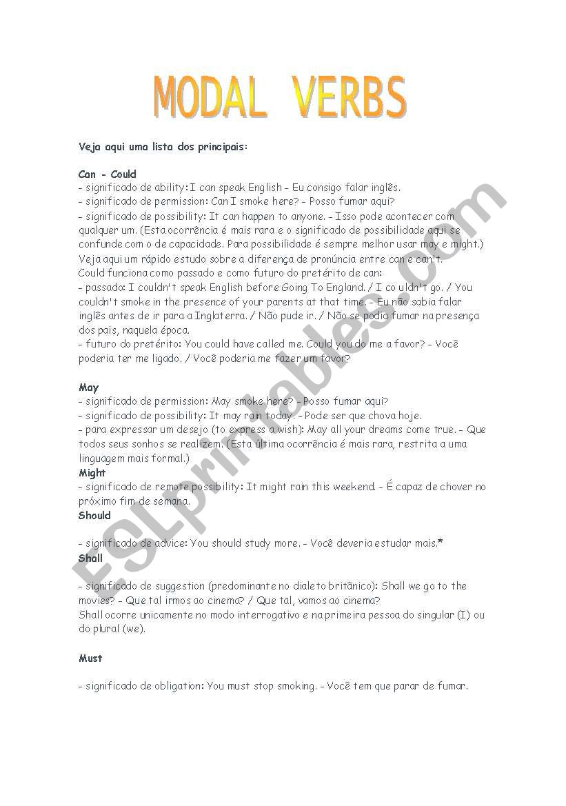 modal verbs worksheet