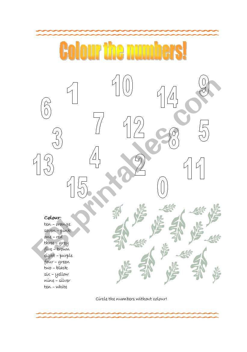 Colour the numbers worksheet