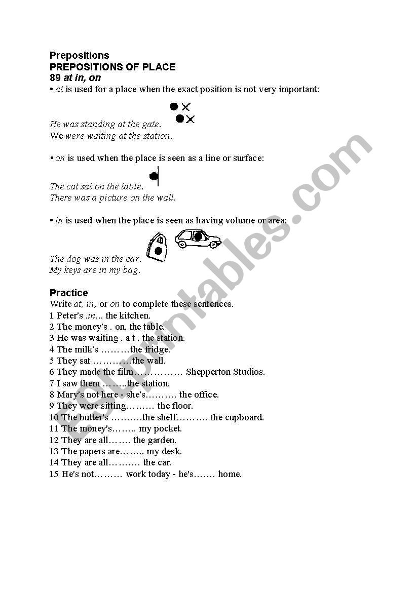 prepositions worksheet