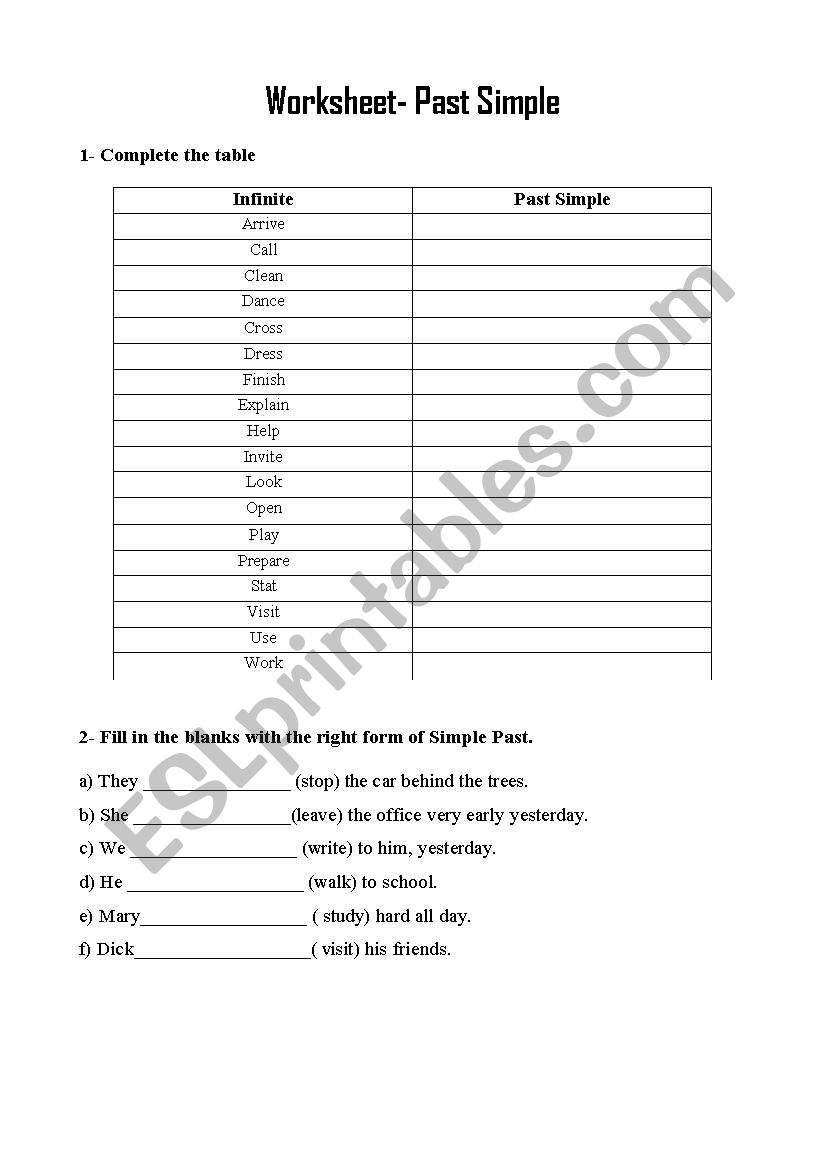 Past Simple worksheet