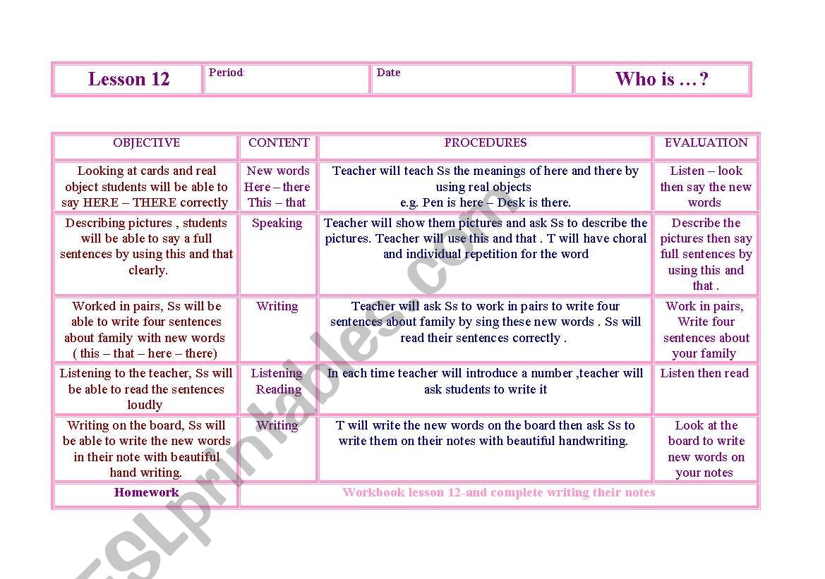 lesson plan worksheet