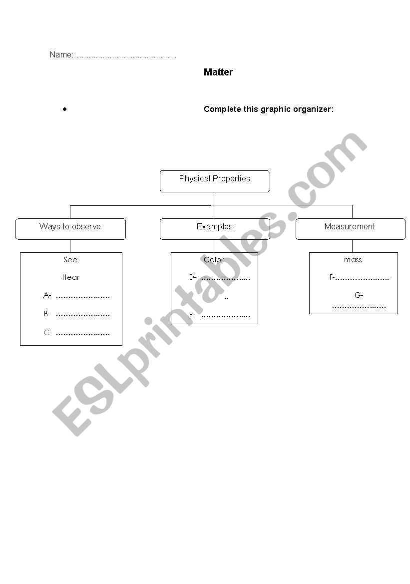 Matter worksheet