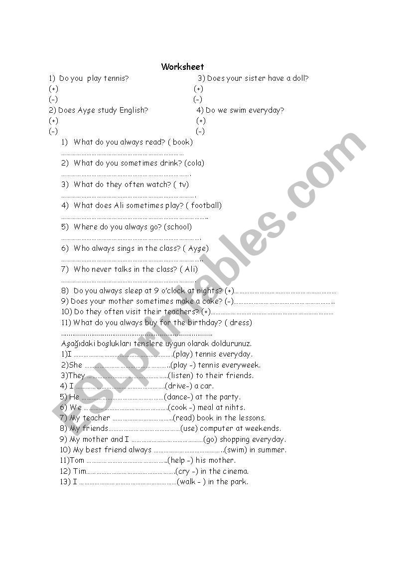 simple present tense worksheet