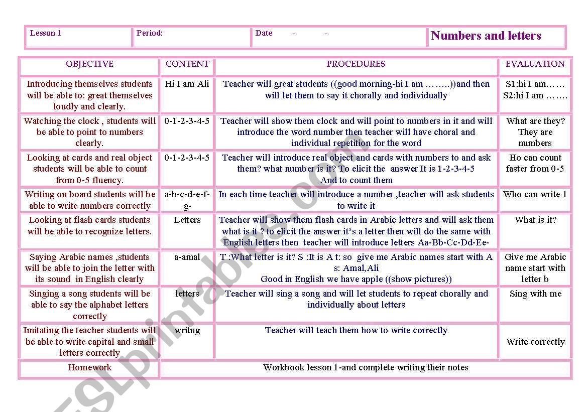 lesson plan worksheet