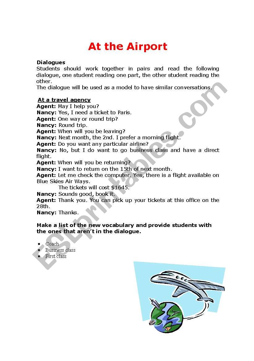 At the airport ! PART 1 worksheet