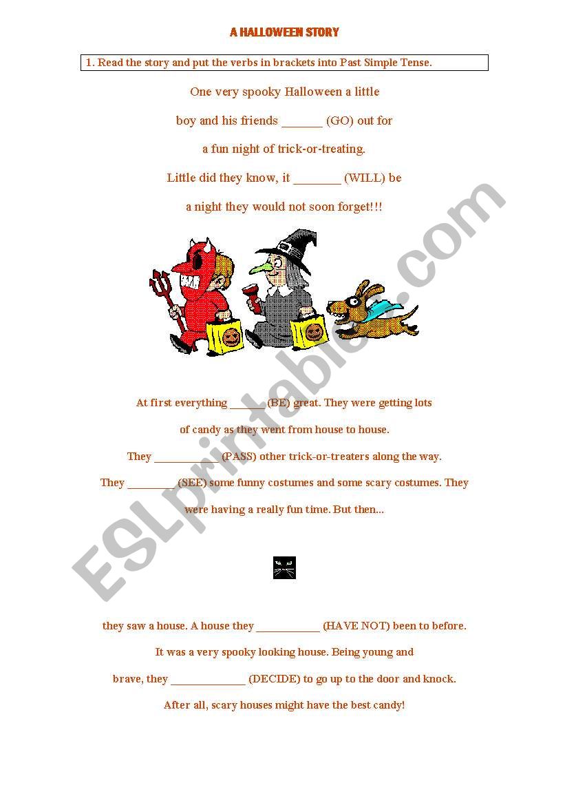 A halloween story worksheet