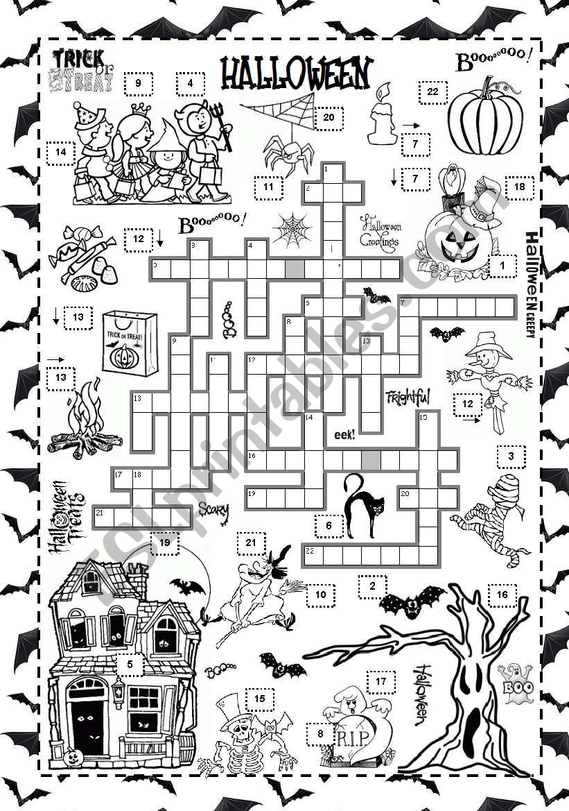 Halloween crossword worksheet