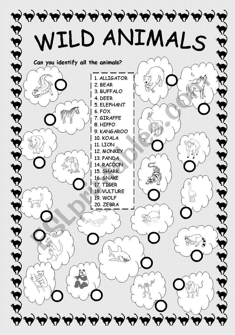 WILD ANIMALS worksheet