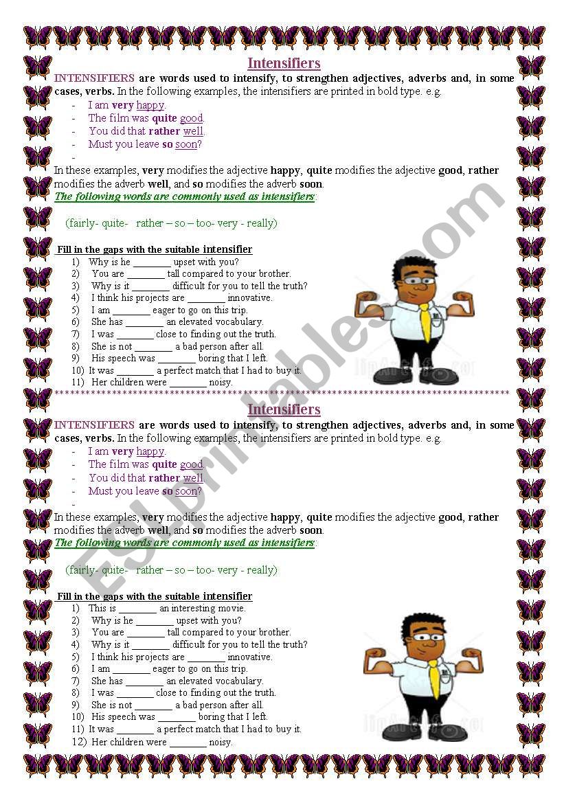 intensifiers worksheet