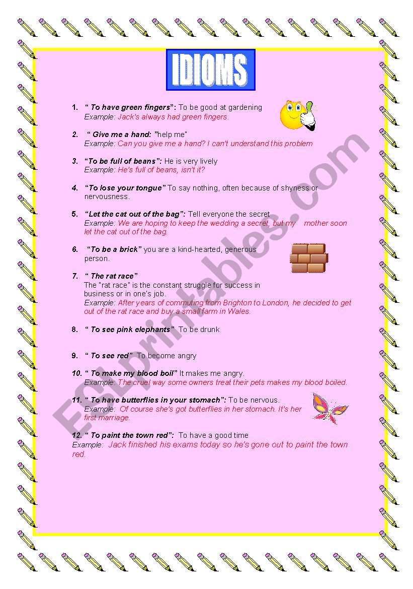 IDIOMS worksheet