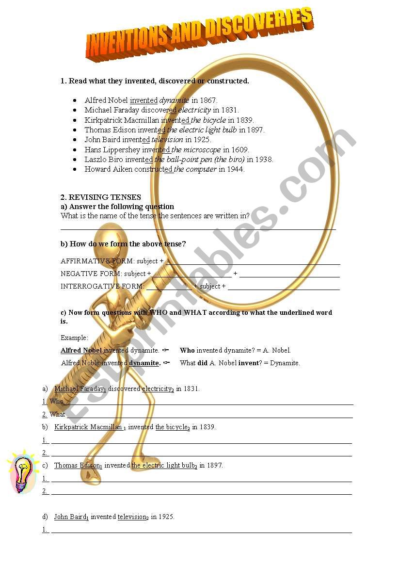 Inventions and discoveries worksheet