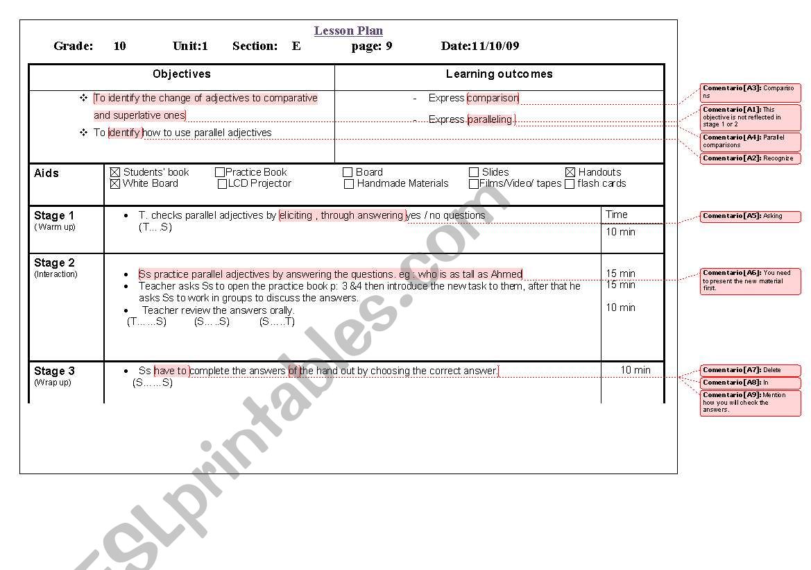 lesson plan worksheet