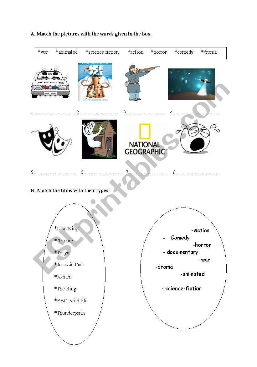 types of films worksheet