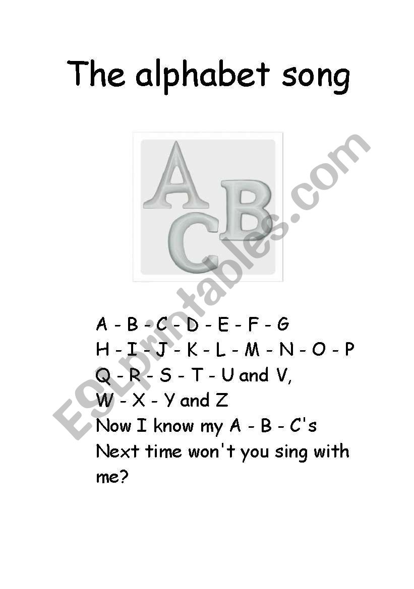English Worksheets The Alphabet Song