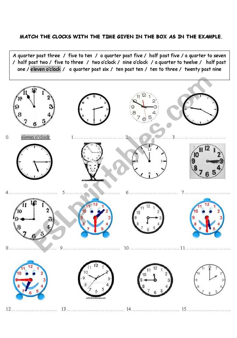 telling the time worksheet