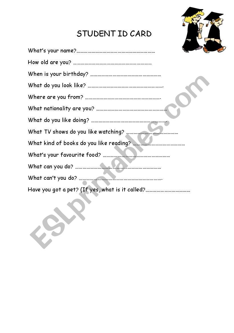 introducing oneself worksheet